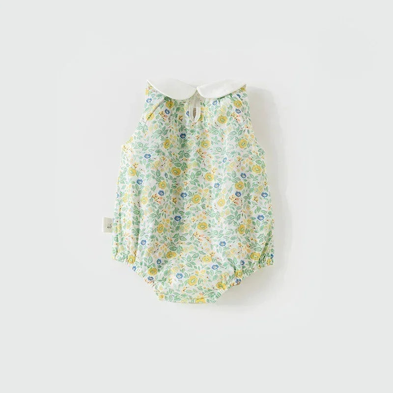 100% Cotton Sleeveless Bodysuit - Red Floral Garden - Organic Cotton Clubs