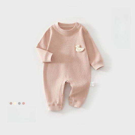100% Cotton Long Sleeve Pullover Romper - Pink Pullover