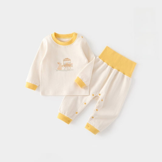 100% Cotton Long Sleeve Top & Pants Set - Yellow Bunny