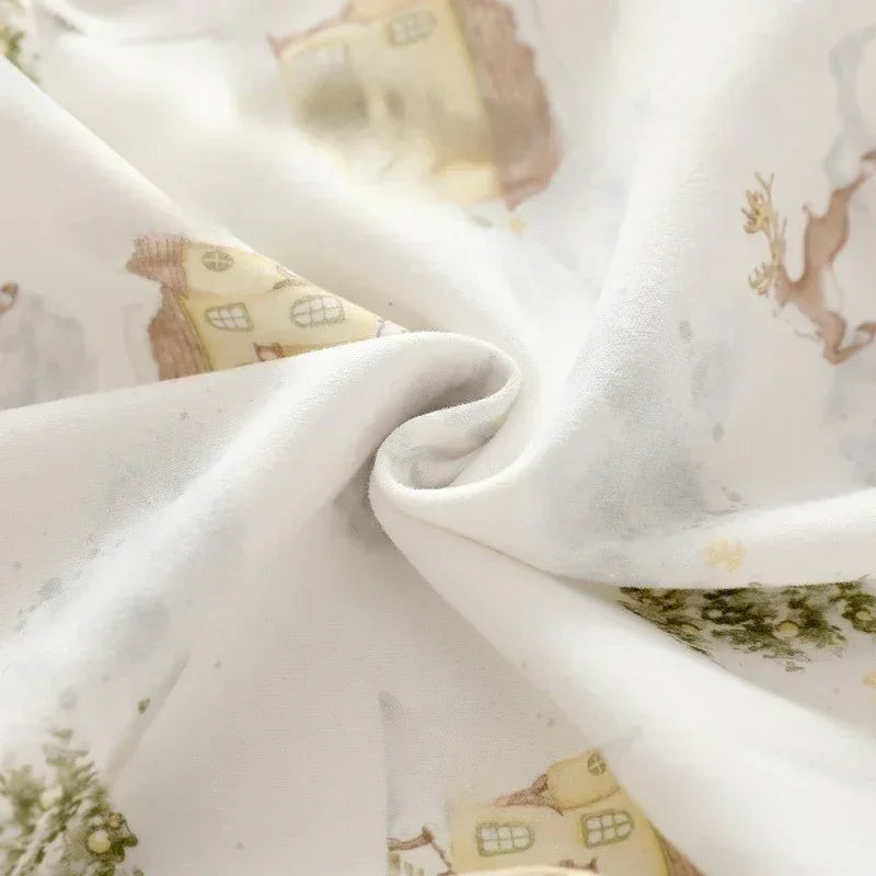 100% Cotton Long Sleeve Side-Snap Bodysuit - Blue Deer