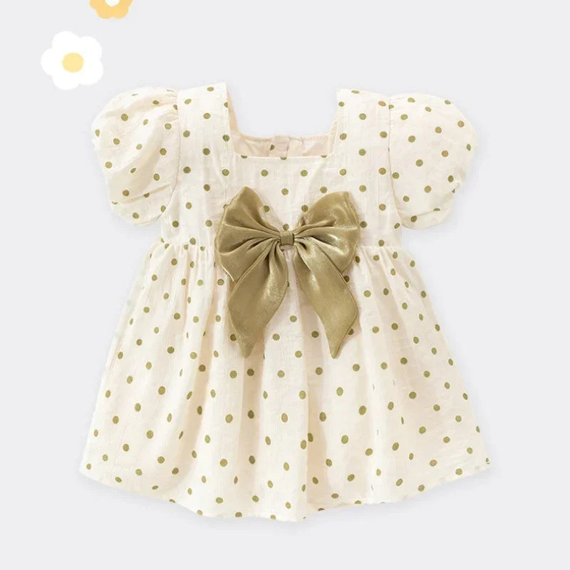 100% Cotton Flutter-Sleeve Princess Dress - Floral Garden & Bowknot - Organic Cotton Clubs