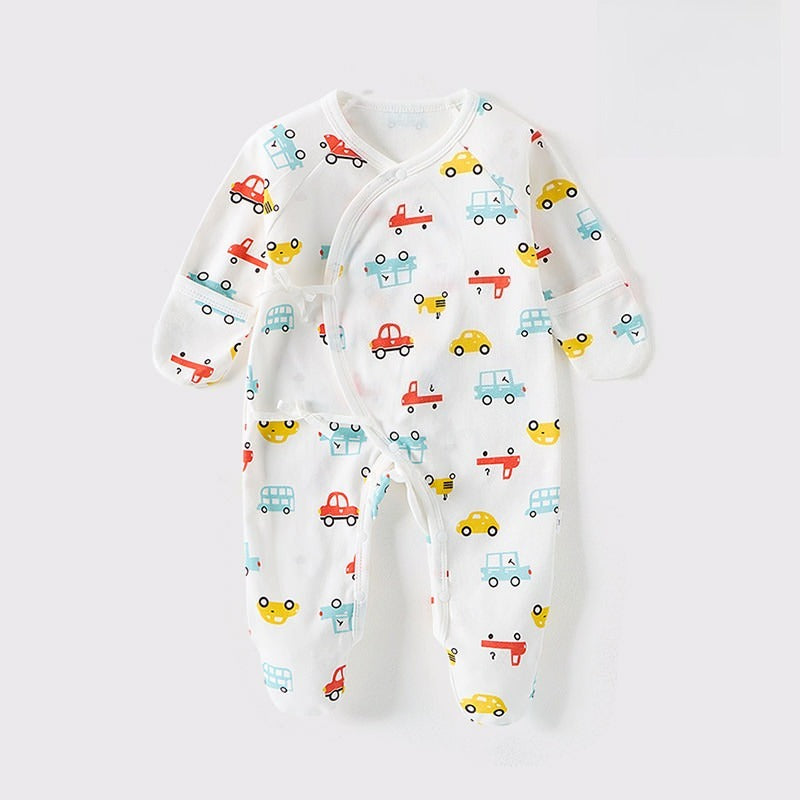 100% Cotton Footed Onesie with Mittens - Gray Puppy