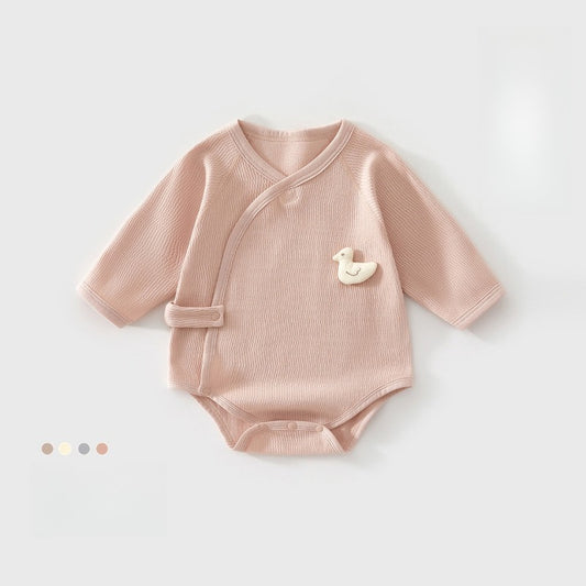 100% Cotton Long Sleeve Kimono Bodysuit - Pink