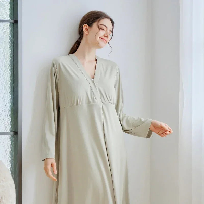 Cotton Snap-Up Maternity & Nursing Nightgown - Pink - Organic Cotton Clubs