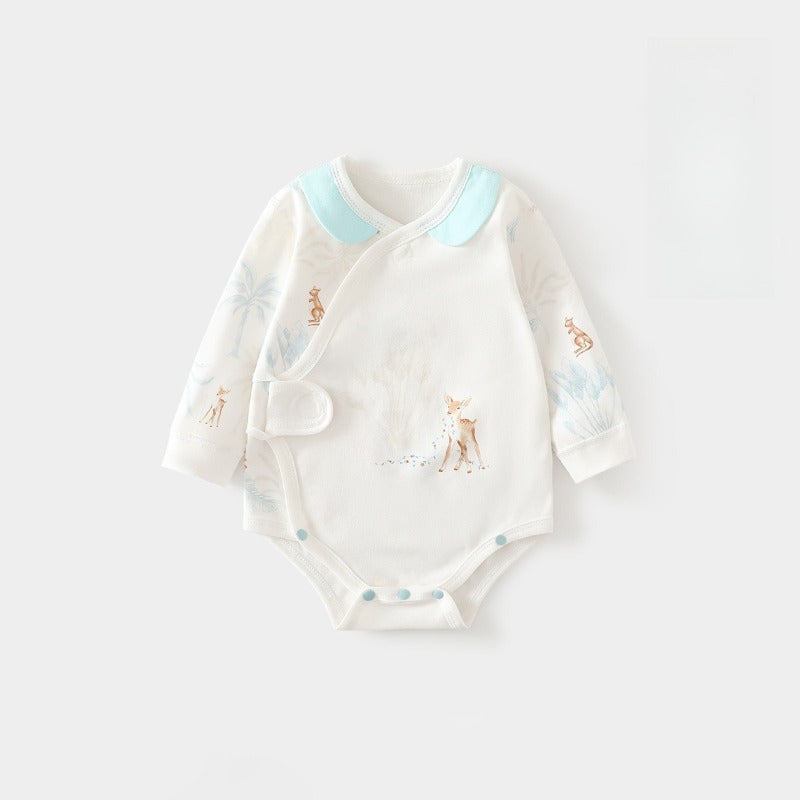 100% Cotton Long Sleeve Side-Snap Bodysuit - Cedar with Elk