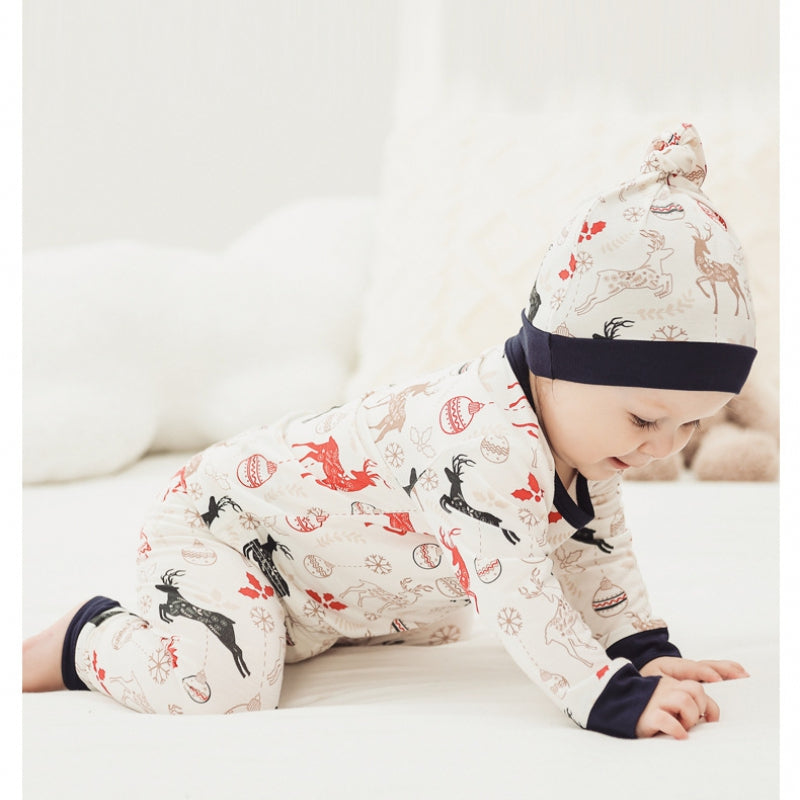 🎄Bamboo Top & Bottom Pajama Set - Snow House - Organic Cotton Clubs