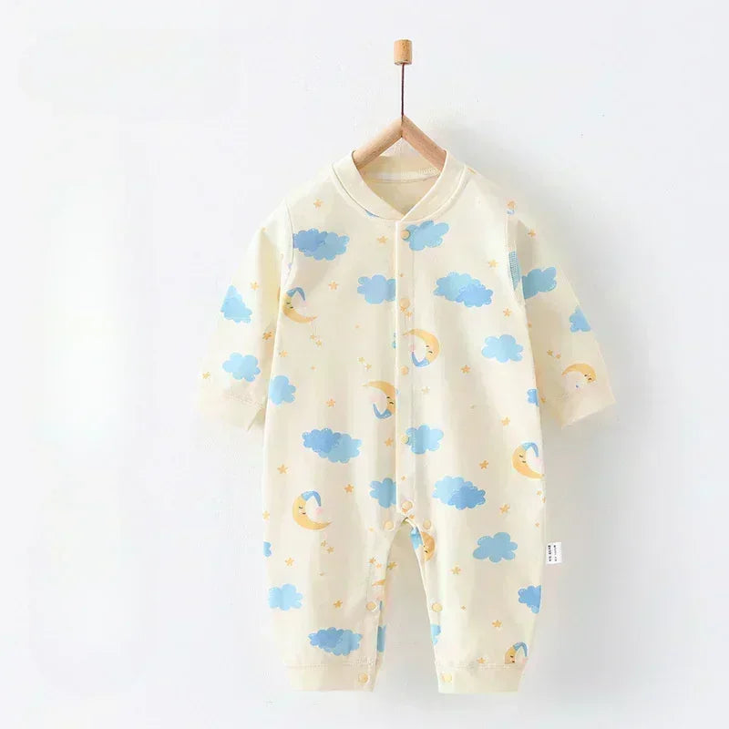100% Cotton Snap-Up Long Sleeve Romper - Leopard - Organic Cotton Clubs