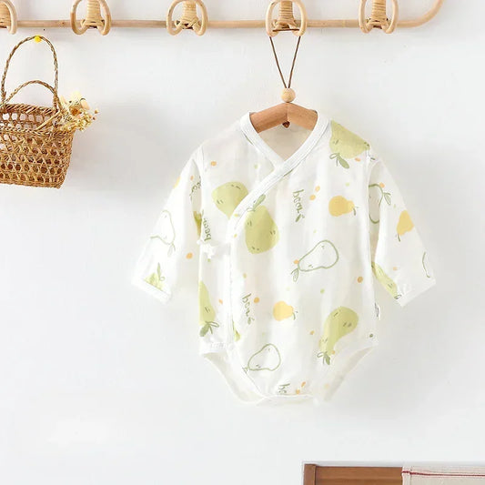 Cotton & Bamboo Muslin Long Sleeve Bodysuit - Sweet Pear - Organic Cotton Clubs