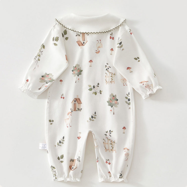 100% Cotton Long Sleeve Snap-Up Romper - Country House - Organic Cotton Clubs