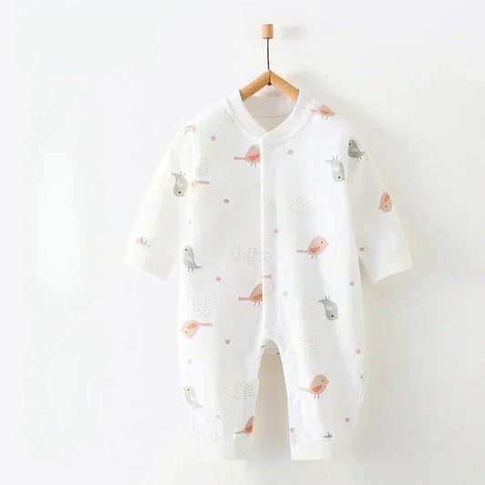 100% Cotton Snap-Up Long Sleeve Romper - Leopard - Organic Cotton Clubs