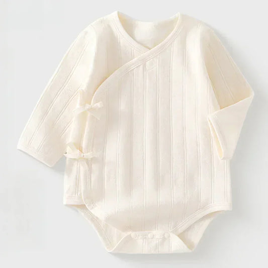 100% Cotton Long Sleeve Kimono Bodysuit - Brown - Organic Cotton Clubs