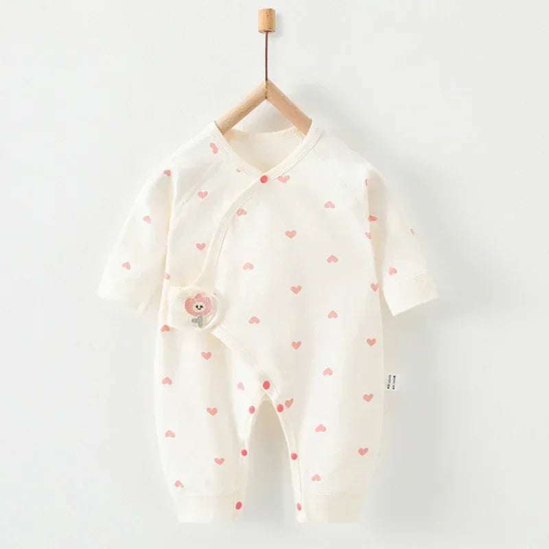 100% Cotton Long Sleeve Romper with Velcro Closure - Sheep - Organic Cotton Clubs