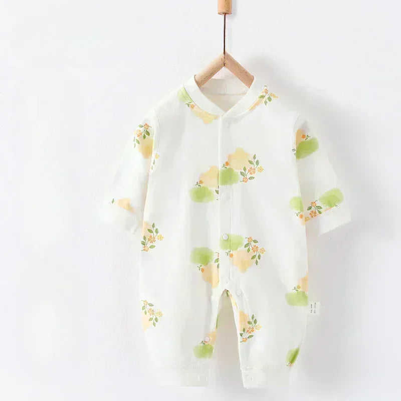 100% Cotton Snap-Up Long Sleeve Romper - Leopard - Organic Cotton Clubs