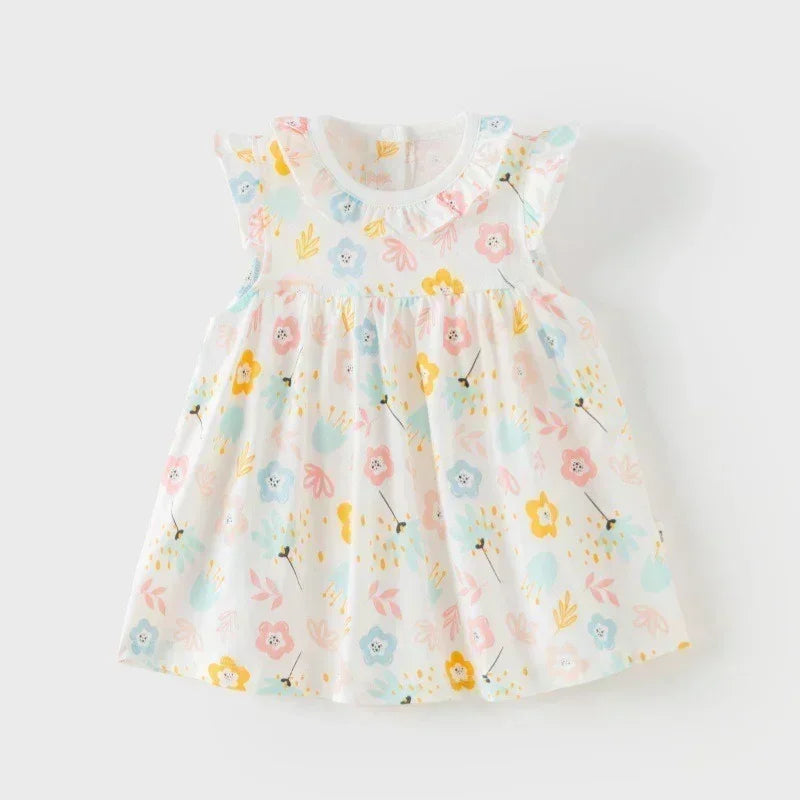 100% Cotton Short Sleeve Dress - Red Bowknot Garden - Organic Cotton Clubs