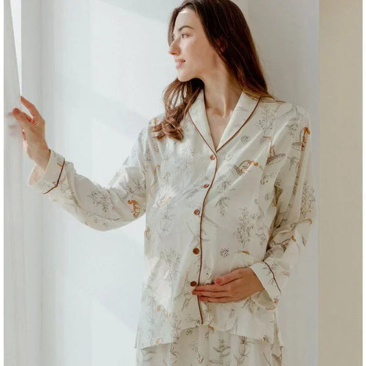 Cotton Button-Up Maternity Pajama- Purple - Organic Cotton Clubs