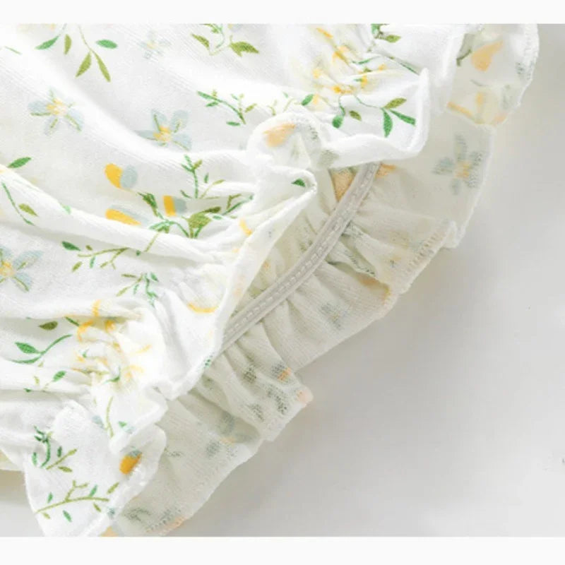 100% Cotton Spaghetti Strap Top & Pants Set - Yellow Spring Floral - Organic Cotton Clubs