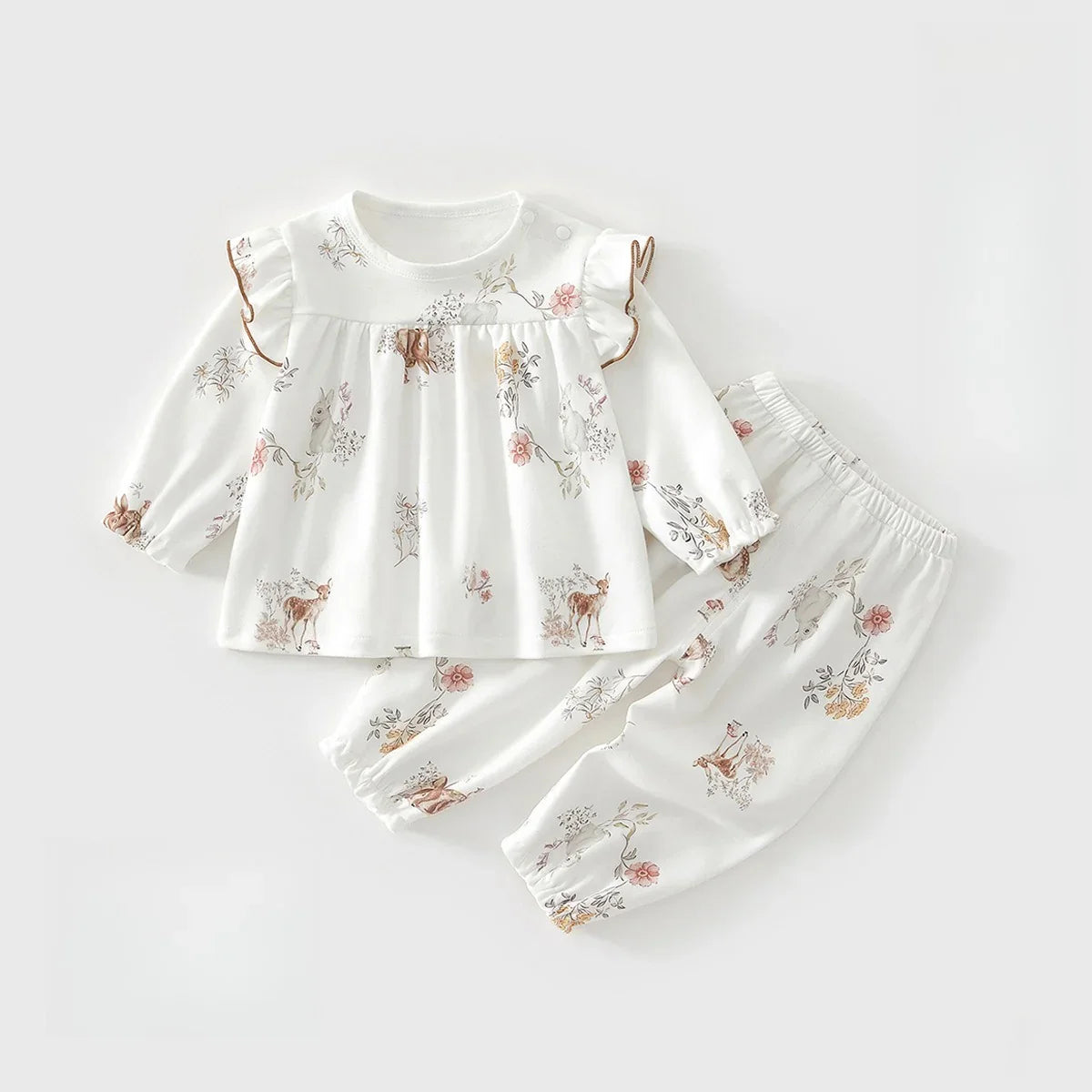 100% Cotton Long Sleeve Top & Pants Set - Fairy Garden