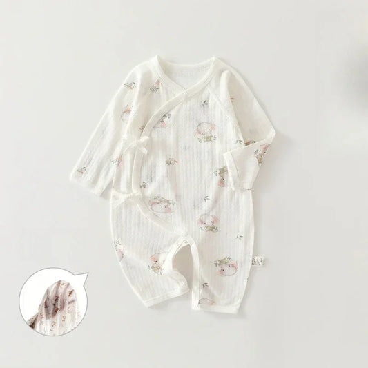 100% Cotton Long Sleeve Kimono Romper - Cute Elephant