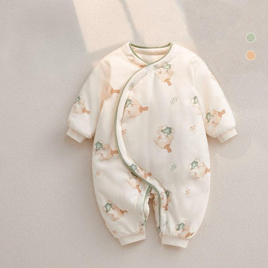 100% Cotton Extra Warm Long Sleeve Quilted Romper - Cute Bunny - Organic Cotton Clubs