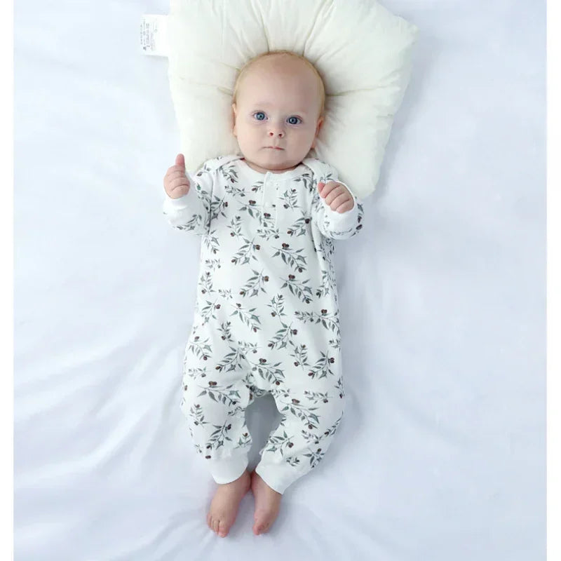 100% Organic Cotton Long Sleeve Romper - Leaves - Organic Cotton Clubs