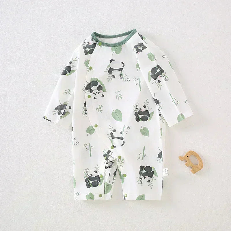 Cotton & Bamboo Muslin Long Sleeve Romper - Cute Whale - Organic Cotton Clubs