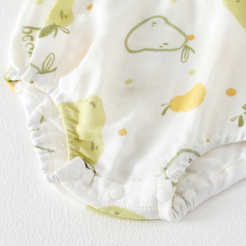 Cotton & Bamboo Muslin Long Sleeve Bodysuit - Sweet Pear - Organic Cotton Clubs