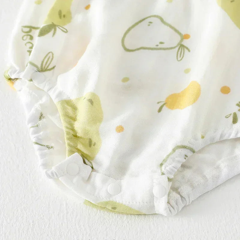 Cotton & Bamboo Muslin Long Sleeve Bodysuit - Sweet Pear - Organic Cotton Clubs