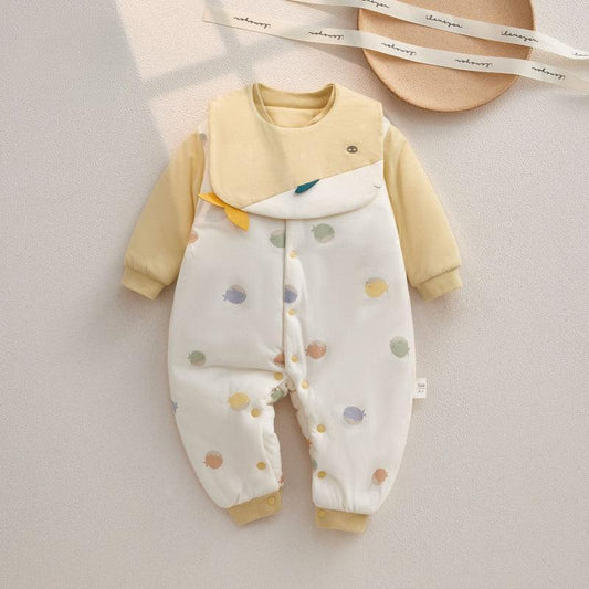 100% Cotton Extra Warm Long Sleeve Quilted Romper with Bib- Pink Whale - Organic Cotton Clubs