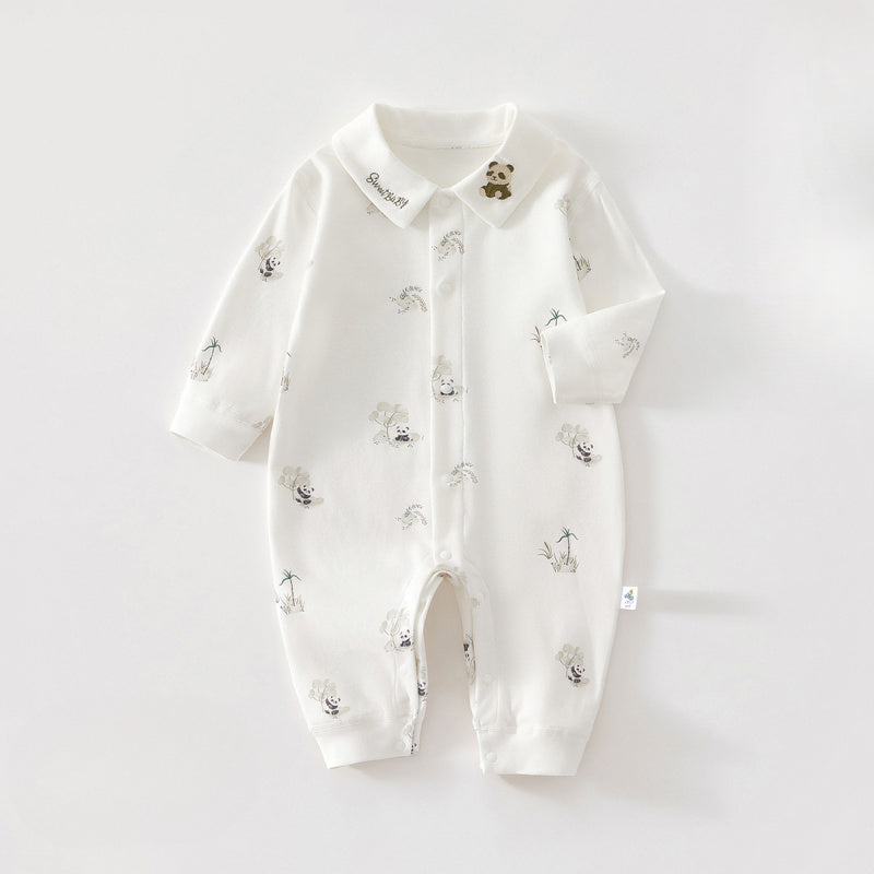 100% Cotton Long Sleeve Snap-Up Romper - Country House - Organic Cotton Clubs