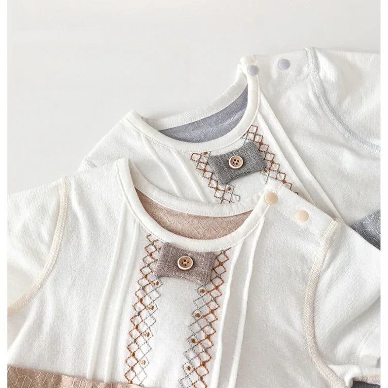 Cotton Short Sleeve Overhead Bodysuit - Brown Bear - Organic Cotton Clubs