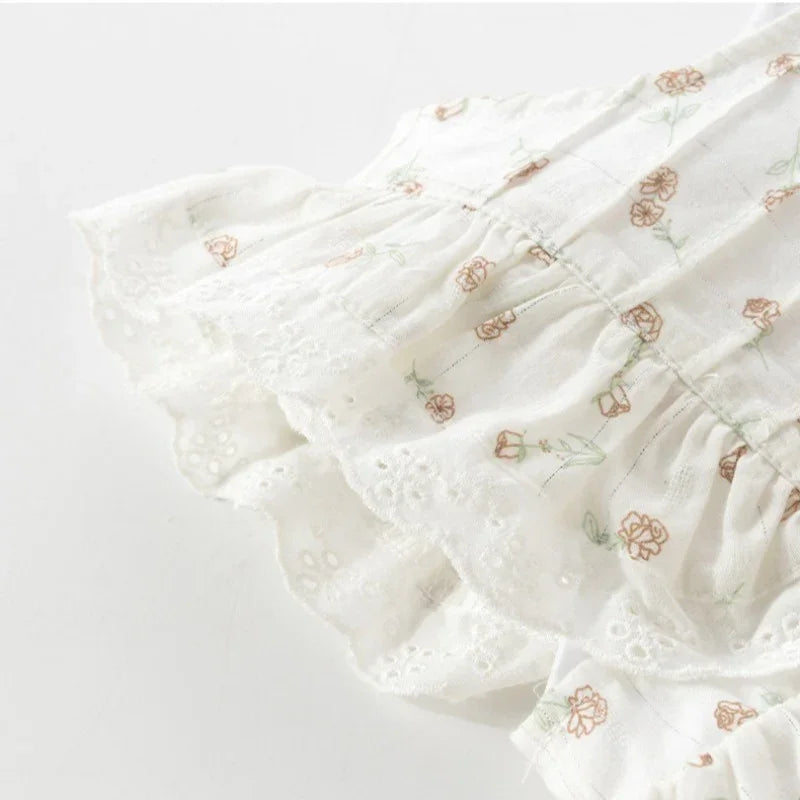 100% Cotton Flutter-Sleeve Princess Dress - Floral Garden & Bowknot - Organic Cotton Clubs