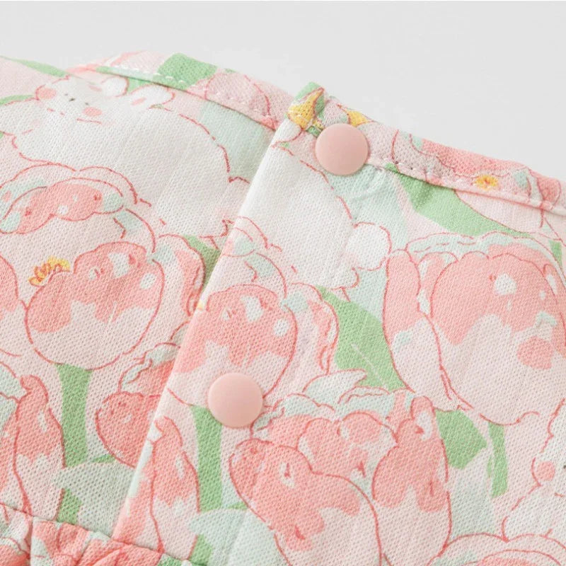 100% Cotton Flutter-Sleeve Dress - Pink Blossom - Organic Cotton Clubs