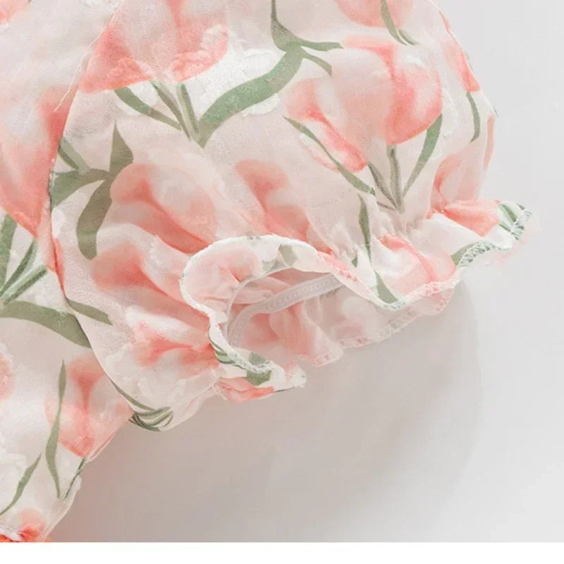 Cotton Short-Sleeve Princess Dress - Yellow Tulip - Organic Cotton Clubs