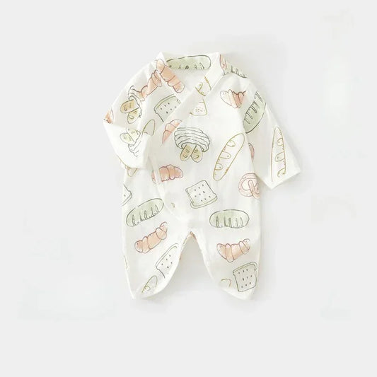 Cotton & Bamboo Muslin Long Sleeve Romper - Bread