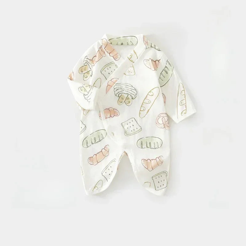 Cotton & Bamboo Muslin Long Sleeve Romper - Banana