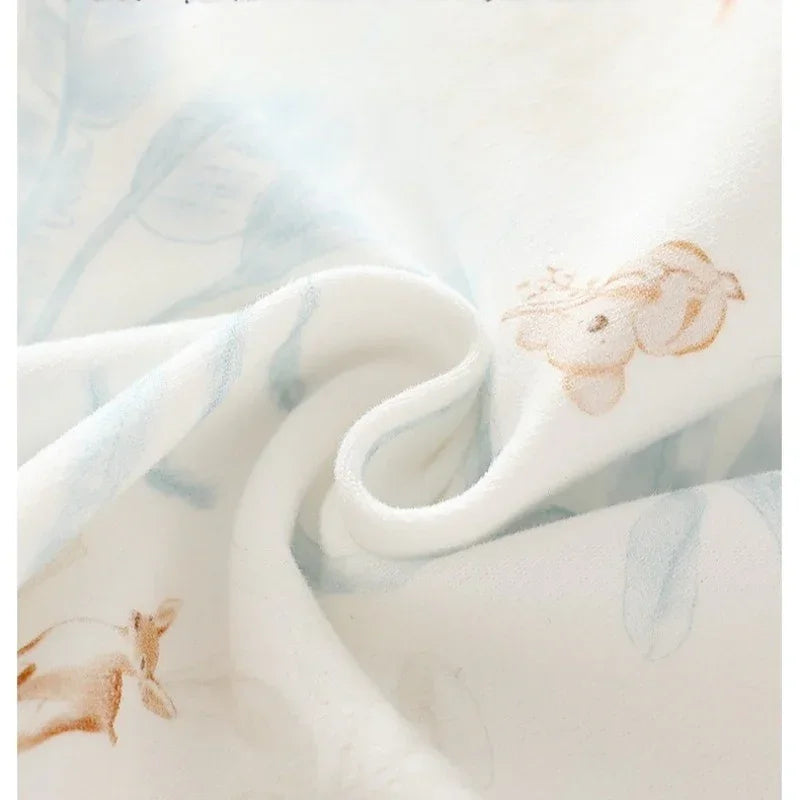 100% Cotton Long-Sleeve Kimono Romper - Blue Deer