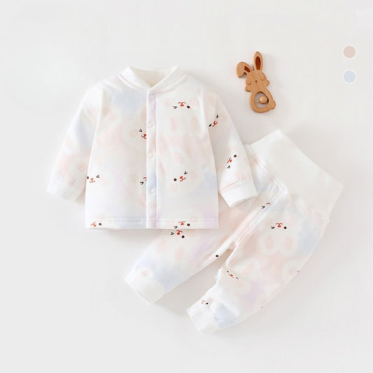 100% Cotton Long Sleeve Quilted Top & Pants Set- Cute Bunny