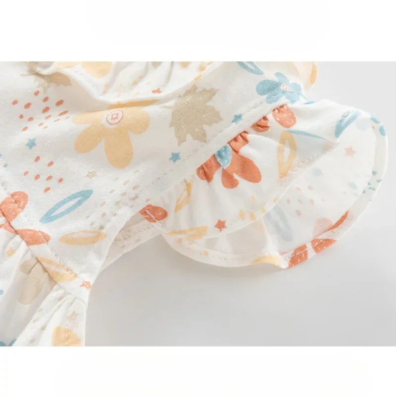 100% Cotton Flutter-Sleeve Dress - Cute Flowers - Organic Cotton Clubs