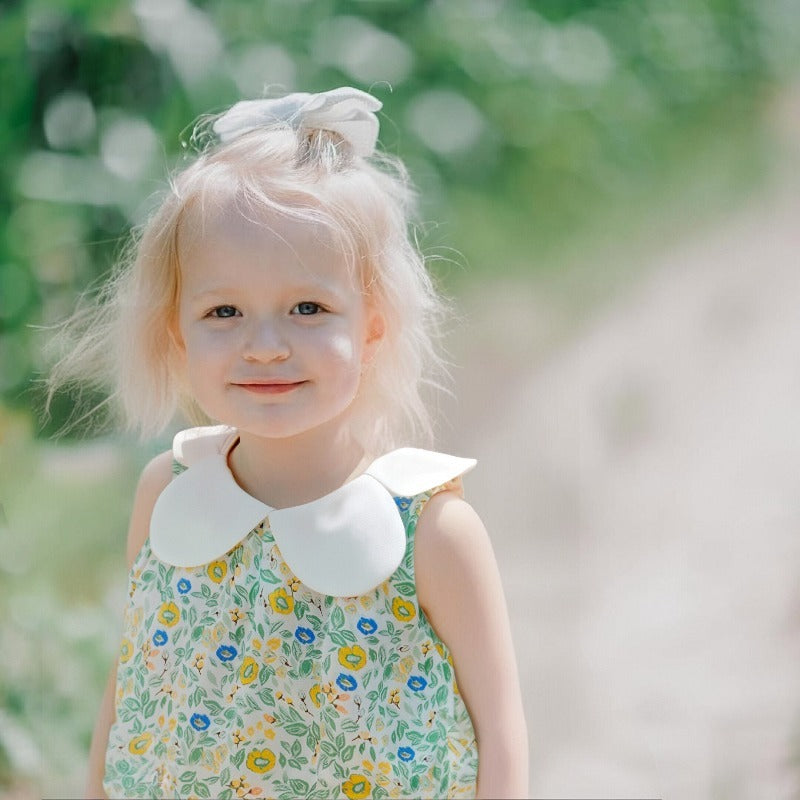 100% Cotton Sleeveless Bodysuit - Spring Garden & Bowknot