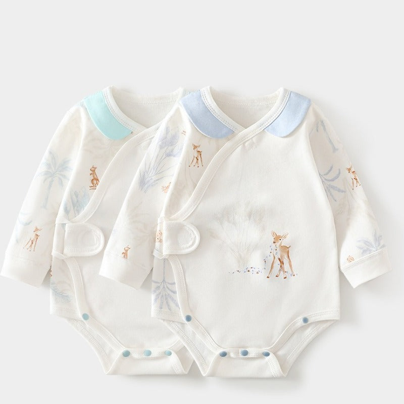 100% Cotton Long Sleeve Side-Snap Bodysuit - Cedar with Elk