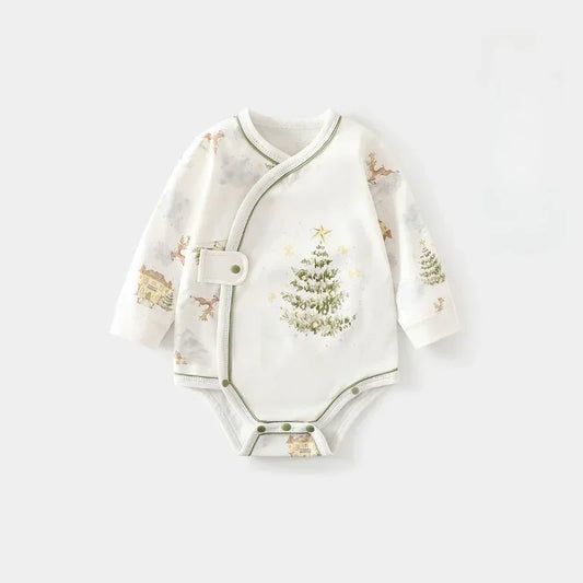 100% Cotton Long Sleeve Side-Snap Bodysuit - Pine Tree