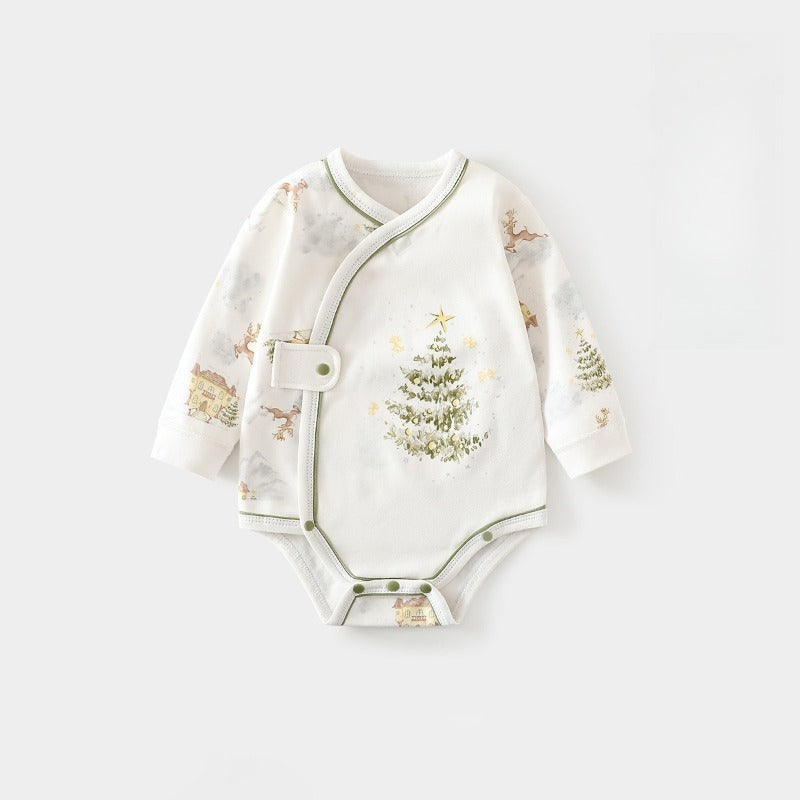 100% Cotton Long Sleeve Side-Snap Bodysuit - Cedar with Elk