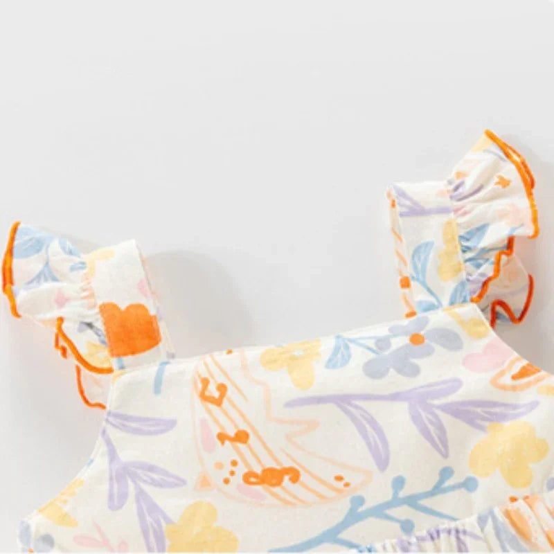 100% Cotton Flutter-Sleeve Dress - Colorful Spring - Organic Cotton Clubs