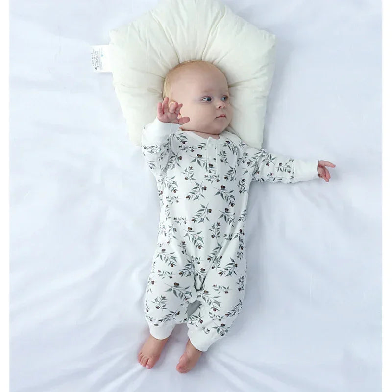 100% Organic Cotton Long Sleeve Romper - Leaves - Organic Cotton Clubs