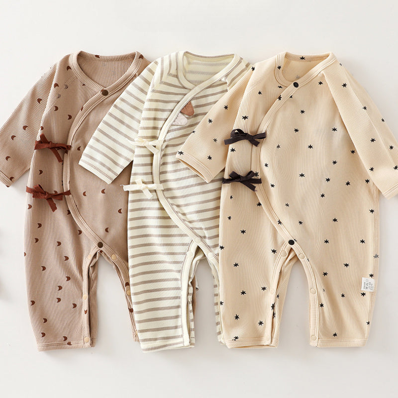 Cotton Long Sleeve Kimono Romper - Cute Stripe - Organic Cotton Clubs