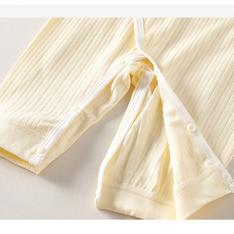 100% Cotton Long Sleeve Romper with Velcro Closure - White Panda - Organic Cotton Clubs