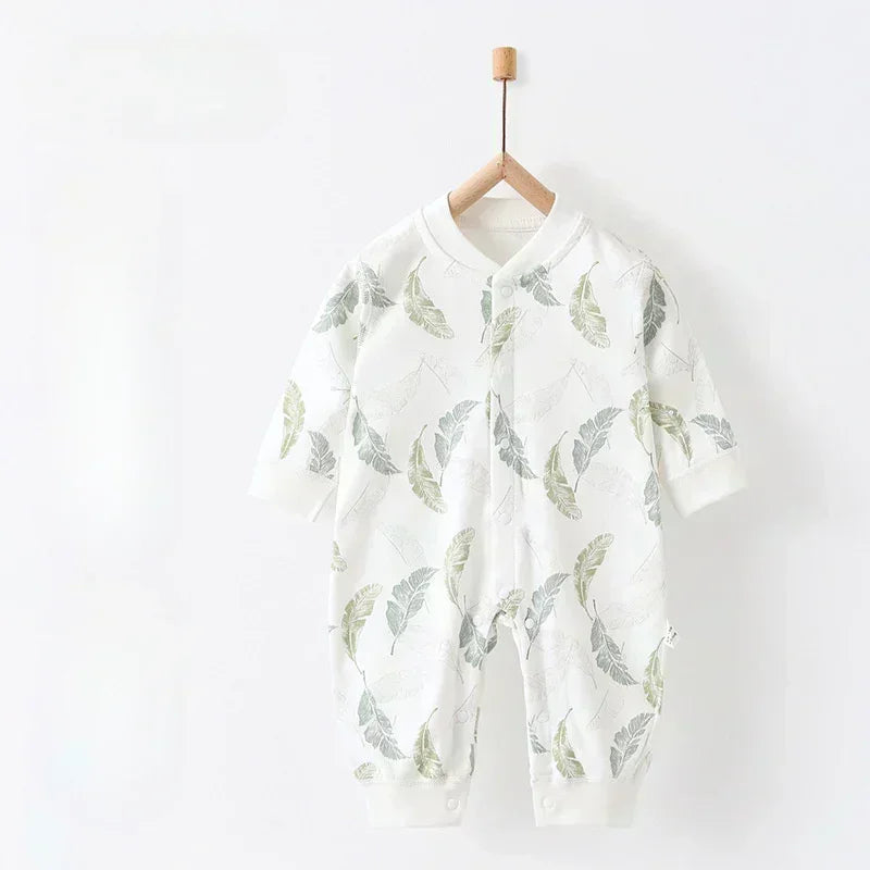 100% Cotton Snap-Up Long Sleeve Romper - Park - Organic Cotton Clubs
