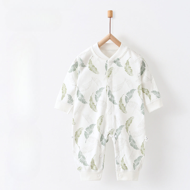 100% Cotton Snap-Up Long Sleeve Romper - Park - Organic Cotton Clubs