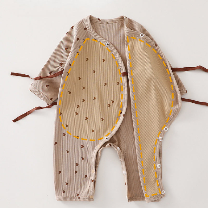 Cotton Long Sleeve Kimono Romper - Cute Stripe - Organic Cotton Clubs