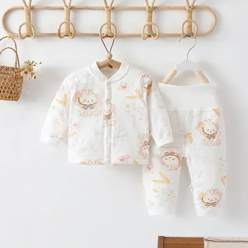 100% Cotton Long Sleeve Quilted Top & Pants Set- Cotton Flowers - Organic Cotton Clubs